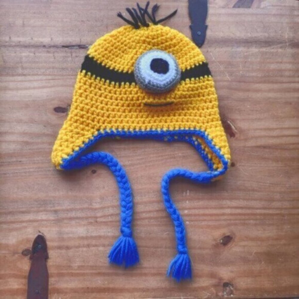 Handmade Knit Minions Hat Kids/Youth